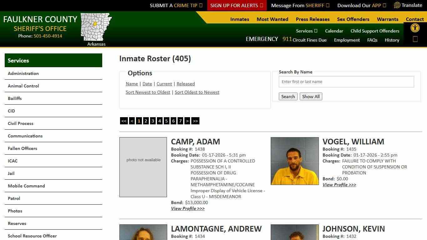 Inmate Roster - Current Inmates Booking Date Descending - Faulkner County Sheriff's Office